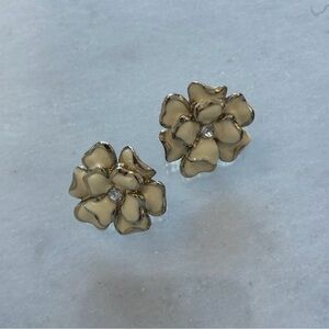 90s style Primark Cream Floral Earrings with Silver Accents
